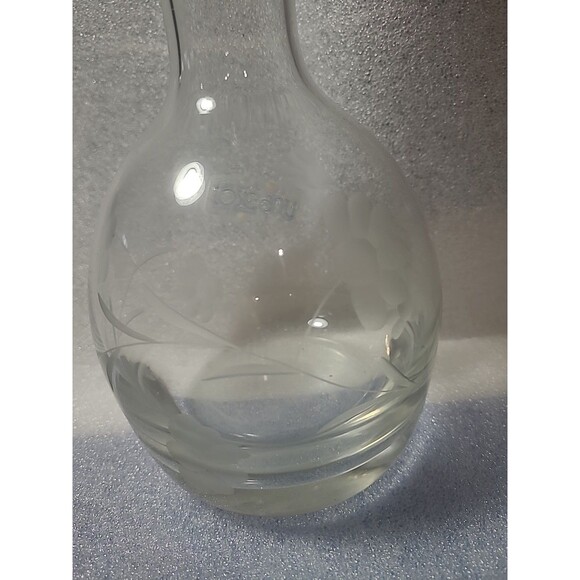 VINTAGE TOSCANY ROMANIA CRYSTAL DECANTER  ETCHED FLOWERS Heavy Stopper - Picture 2 of 7